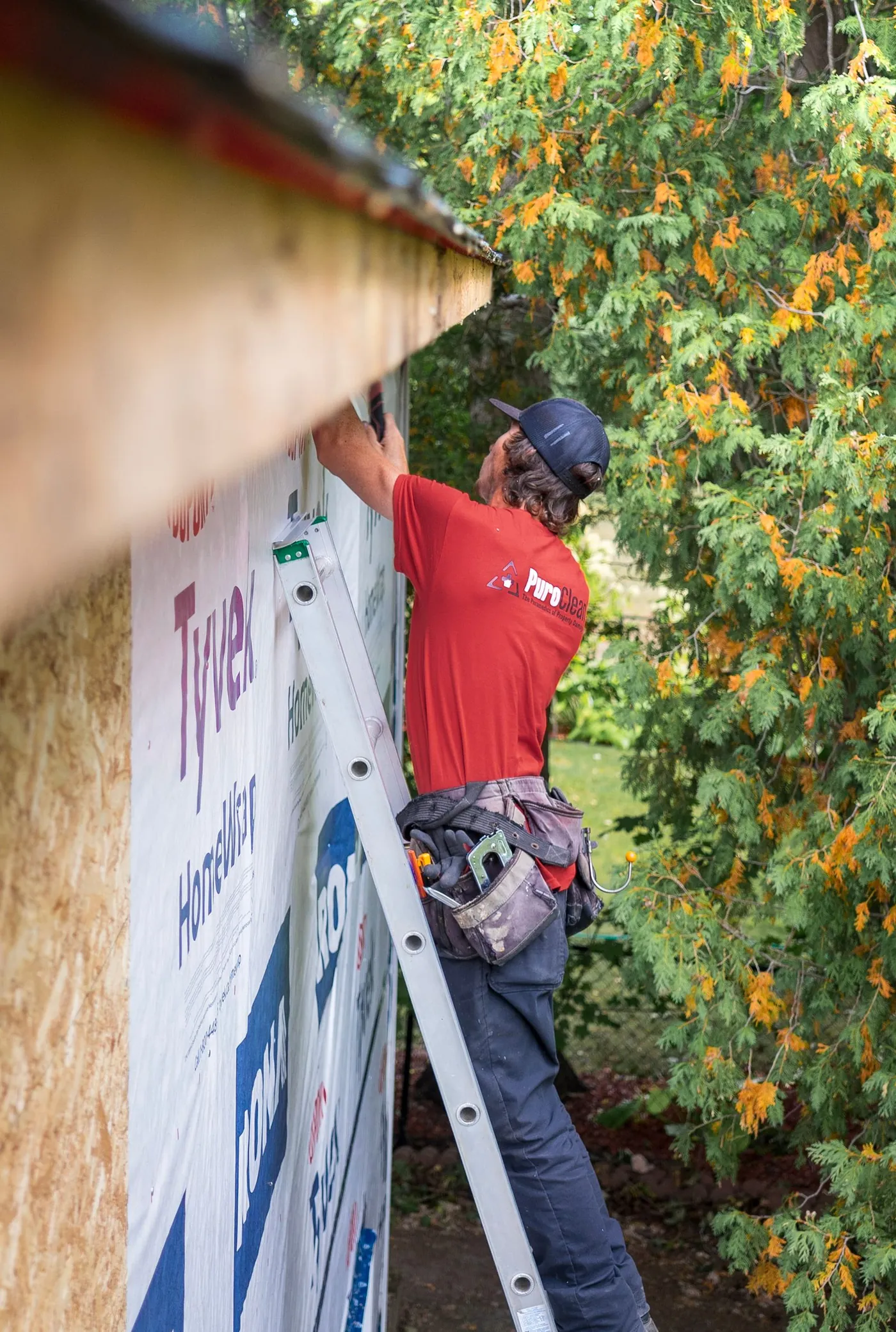 House wrap installed over sheathing during one of our siding replacements